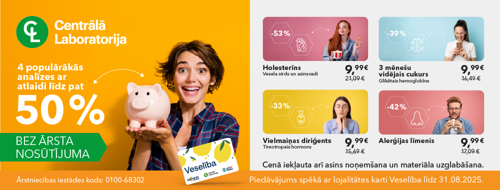 Centrālas laborsatorijas  augusta  piedāvājumi ar karti Veselība