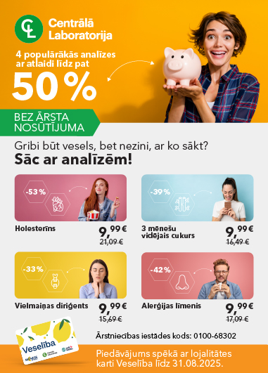Centrālās laboratorijas augusta  īpašie piedāvājumi ar karti Veselība