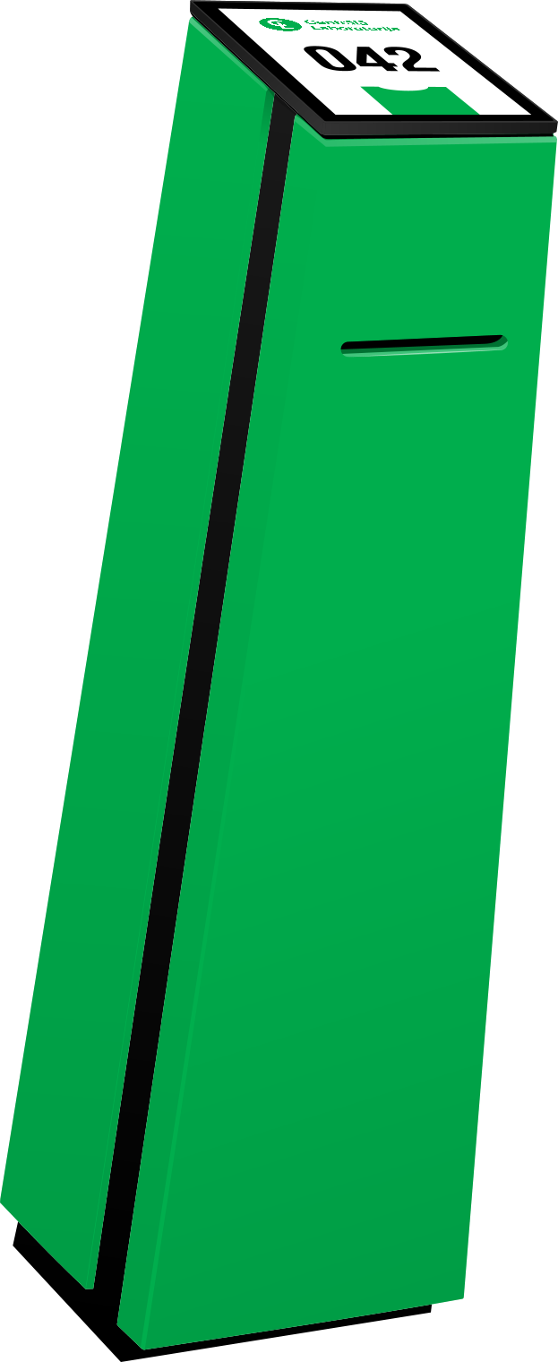 zaļa mašīna, kas izsniedz rindas numurus