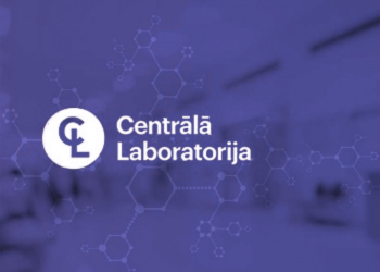 ikona ar Centrālās laboratorijas logotipu violeta fona